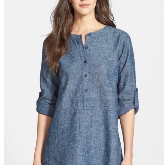 Eileen Fisher Tops - Eileen Fisher Hemp Organic Cotton Chambray Tunic Petite Small Sustainable Top